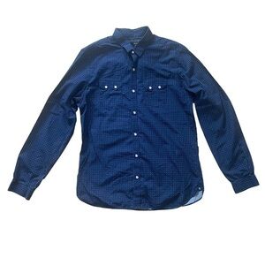 The Kooples Navy Bandanna Paisley Print Pearl Snap Western Fitted Shirt Large